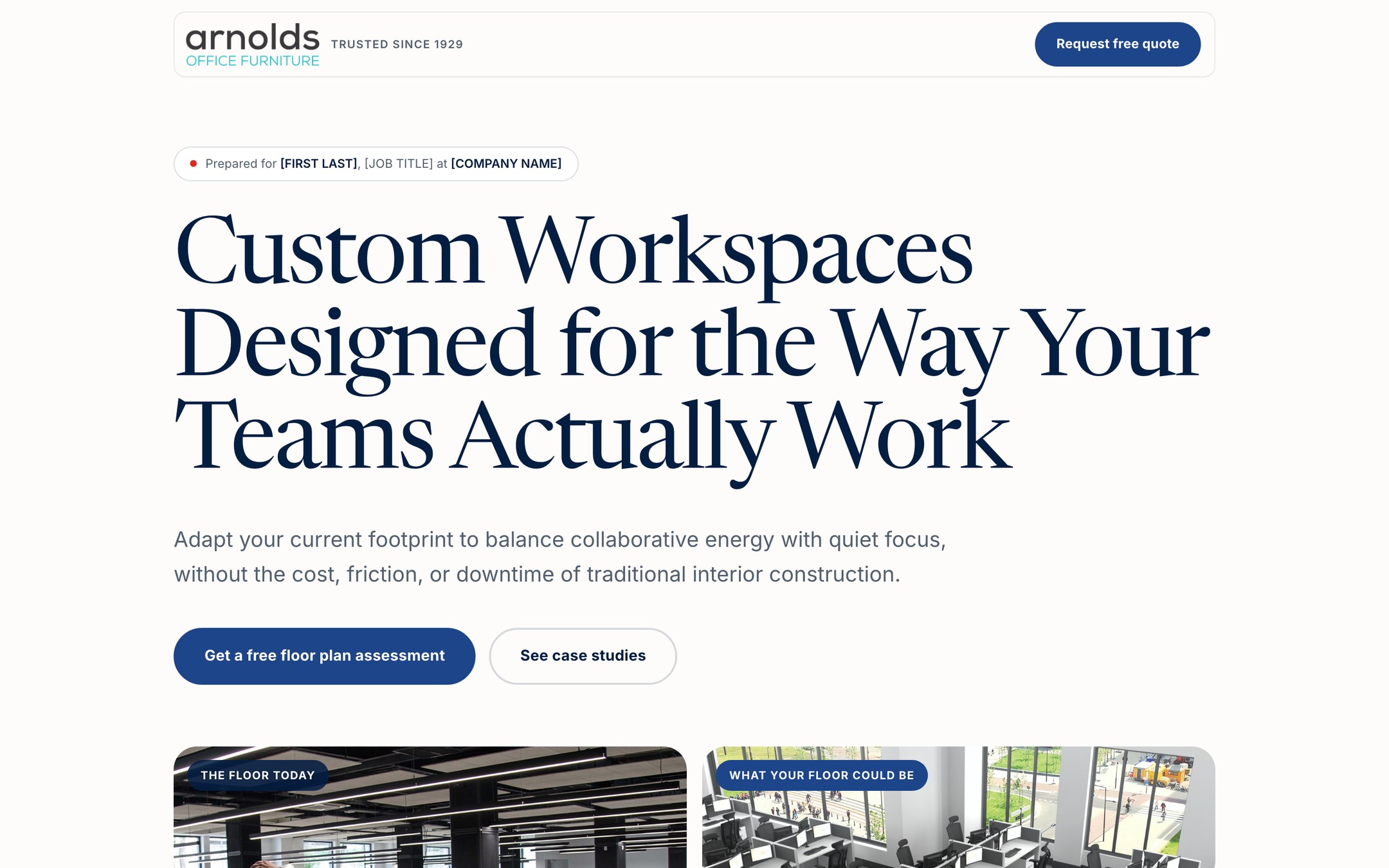 Option C: the headline enlarged to run the full width of the page, with no image beside it.